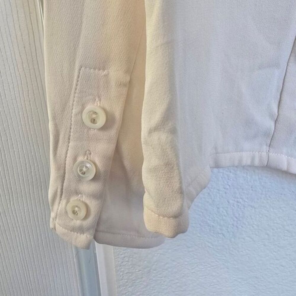 Studio 121 Cream Beige 100% Silk Longsleeve Blouse Top Sz 2 Quiet Luxury Vintage - Picture 6 of 12